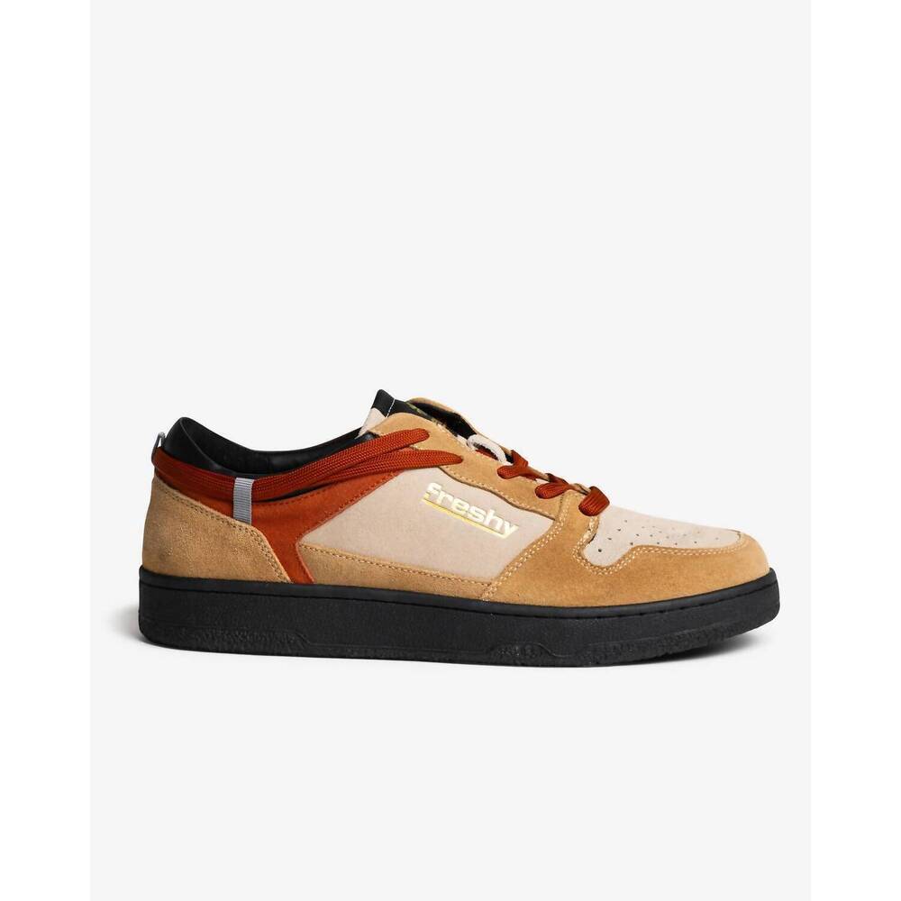NEW FRESHY men's gorillaz suede casual sneakers in jet black/sand/tan